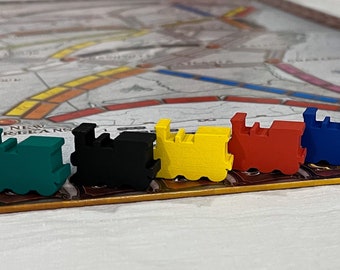Wooden Train Score Markers replacement pieces compatible with Ticket to Ride - 5 Wood Engine Meeples