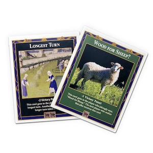 TTM-strafkaarten: langste beurt en hout voor schapen, compatibel met Catan's Kolonisten van Catan, Seafarers en Catan-uitbreidingen