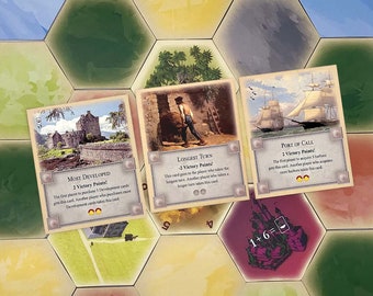 Triple Expansion: Longest Turn, Development and Port Bonus Cards - Unofficial Expansion Compatible with Settlers of Catan - Catan Gift