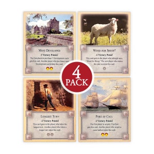 TTM 4 Pack:Longest Turn, Wood for Sheep, Most Developed & Port of Call compatible with Catan's Settlers of Catan and Expansions 5th Edition