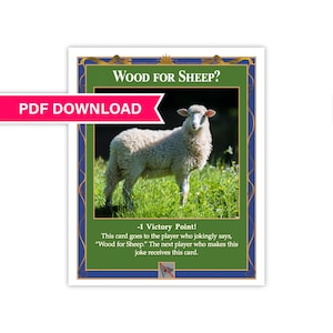 TTM afdrukbare Wood for Sheep-kaart compatibel met Catan's Settlers of Catan, Seafarers en Catan Expansions - Digitale download