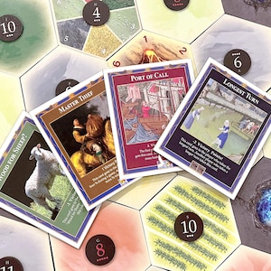Pakket van 4! Longest Turn, Wood for Sheep, Master Thief & Port of Call-kaarten, compatibel met Catan's Kolonisten van Catan en uitbreidingen