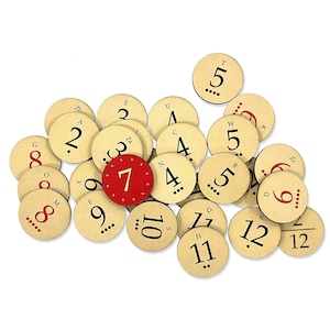 Replacement Number Tokens with Alphabet and Roll Chance Indicator compatible with Catan&#39;s Settlers of Catan 5-6 Player Extension
