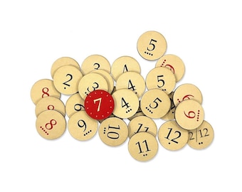Replacement Number Tokens with Roll Chance Indicator compatible with Catan's Settlers of Catan 5-6 Player Extension