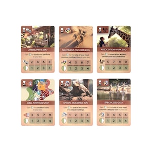 Extension sur table de cartes de score final mensuel compatible avec Ark Nova de Capstone Games (non testée avec l'extension Ark Nova Marine Worlds)