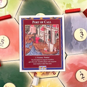 TTM Port of Call (Harbor Master)-gamekaart compatibel met Catan's Kolonisten van Catan, Seafarers en Catan-uitbreidingen