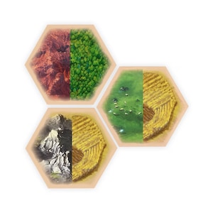 Split-Ressource Hexagon kompatibel mit Catan's Siedler von Catan, Seefahrer, und Catan Erweiterungen
