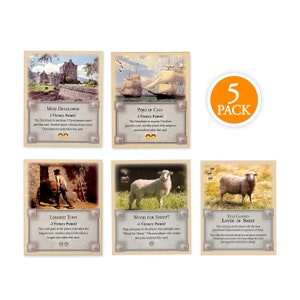 TTM 5 Pack: Longest Turn, Sheep Lover, Wood for Sheep, Most Developed & Port of Call compatible with Catan's Settlers of Catan Expansions