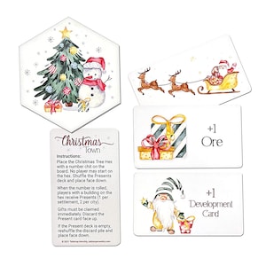 Christmas Town Scenario Hex and Card Gift Expansion compatible with Catan's Settlers of Catan - Stocking Stuffer