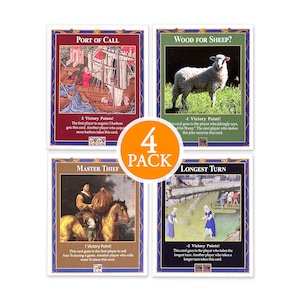 Gamerpakket van 4: Longest Turn, Wood for Sheep, Master Thief en Port of Call, compatibel met Catan's Kolonisten van Catan en uitbreidingen