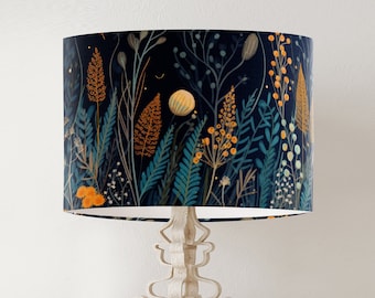 Modern Scandi Style Floral and Grass drum lampshade, printed lamp shade, scandinavian style, large fabric botanical lampshade spring SILJAN