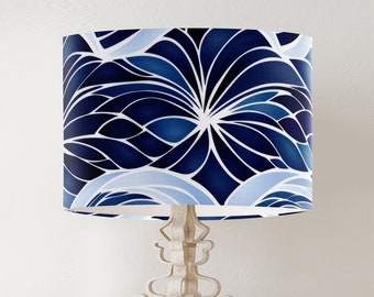 Handmade Navy Blue Lampshade, Hamptons Style Coastal Decor
