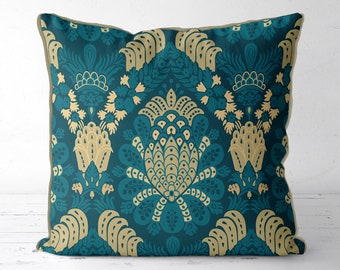 Dark teal pillow | Etsy Teal Cushions Pillows Blue Green Ivory