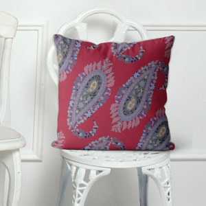 Lilac and pink paisley pattern pillow cover, pink cushion, throw pillow, modern toss pillow boho lilac euro sham UK shop FLORAL PAISLEY