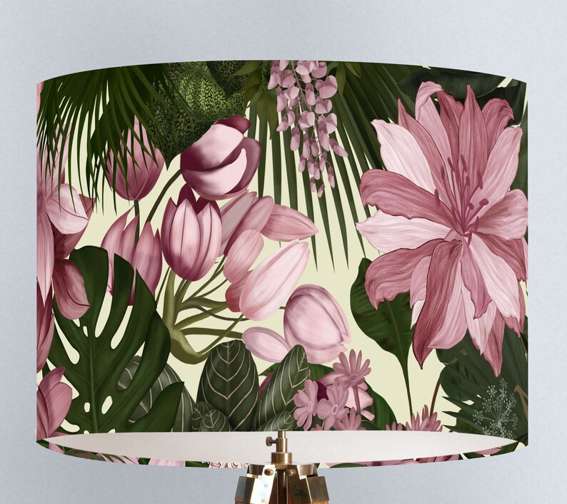 Tropical Blush Lampshade Blush Pink and Green Lamp Shade | Etsy UK