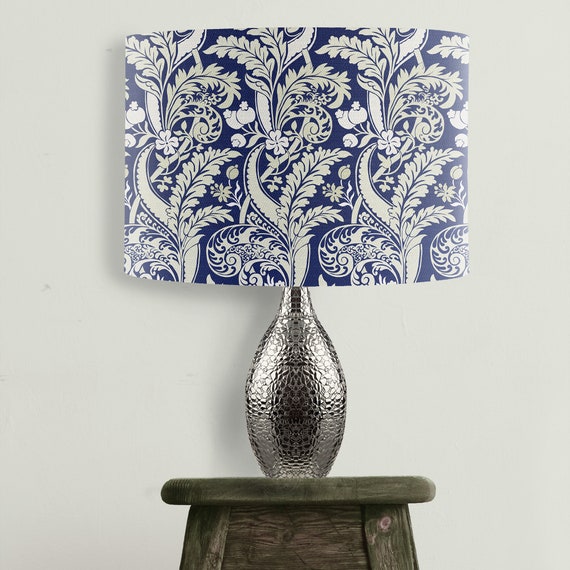 Blue and Cream Lamp Shade Woodland Lampshade Hamptons Style