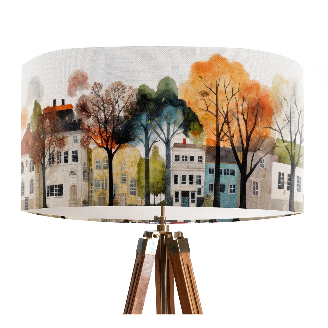 NEW YORK Style Street Design Drum Lampshade, Printed Fabric Lampshade ...
