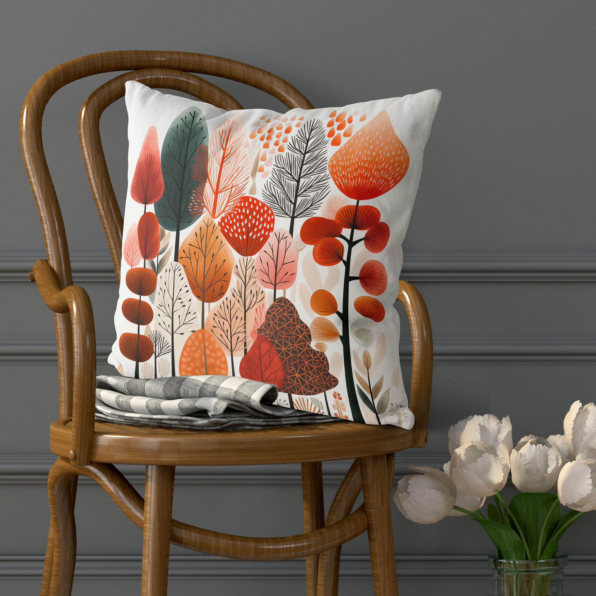 Fall Harvest Pillow Cover 12x20 Inch - Cardinal & Maple Leaf Autumn Thanksgiving Decor For Sofa