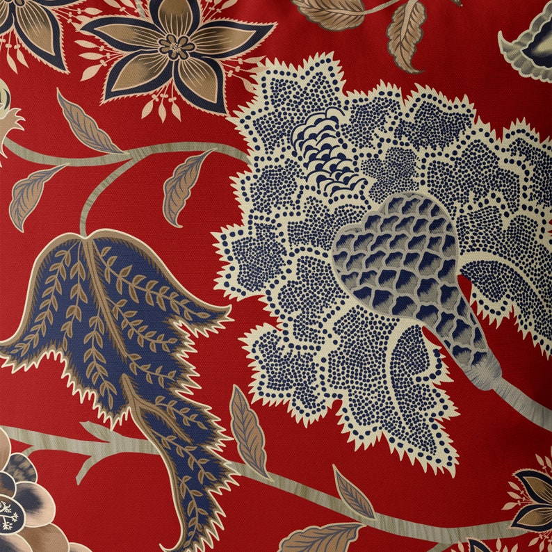 Designer Pillow Cover Red and Gold Pillow Cover Jacobean Etsy