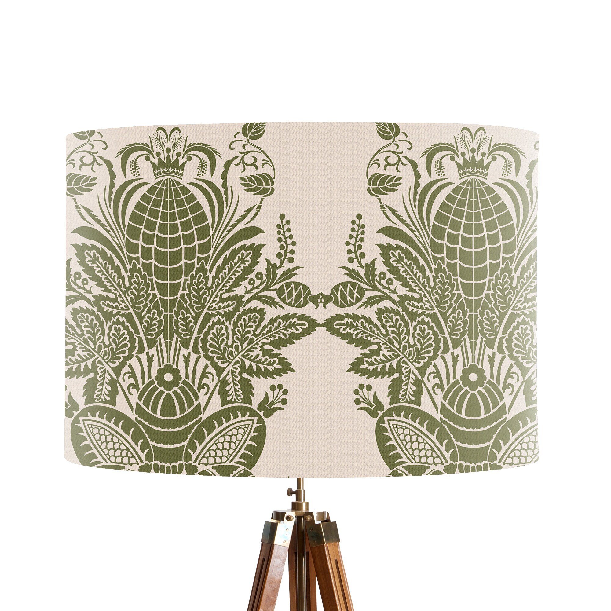 Olive Green Floral Lampshade, Botanical Damask Drum Shade - Etsy