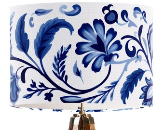 Blue and White Floral Lamp Shade, Modern Scandinavian Style