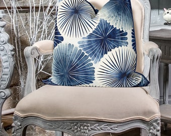 Indigo Blauer und weißer Kissenbezug, Shibori-Stil Kissenbezug, Boho Home Decor, Hamptons Style Küstenkissen, Tie Dyed - PORO
