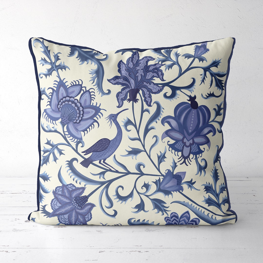 Blue and White Sofa Pillow Designer Pillow Cover Decorative - Etsy