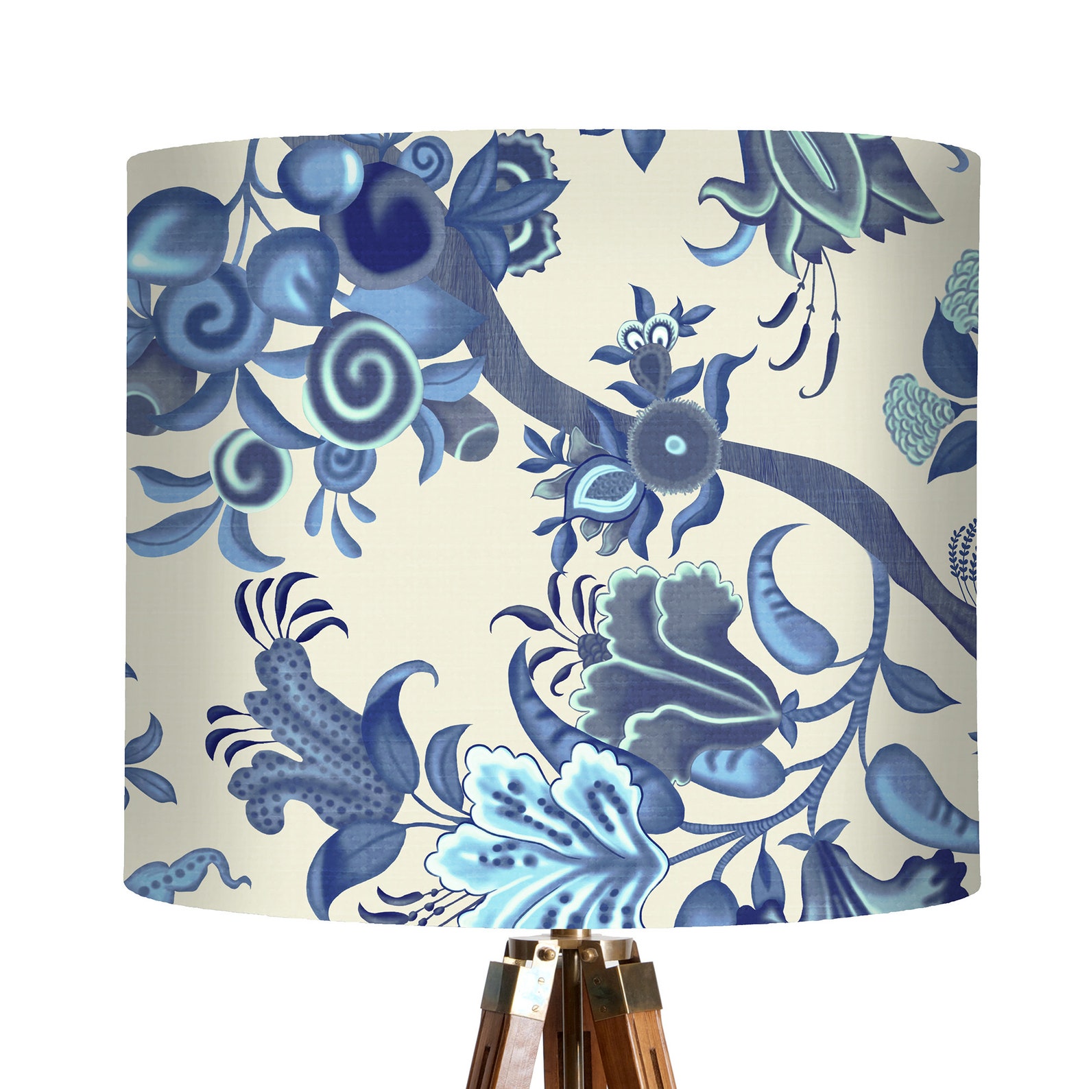 Blue and White Lamp Shade Modern Jacobean Lampshade Floral - Etsy