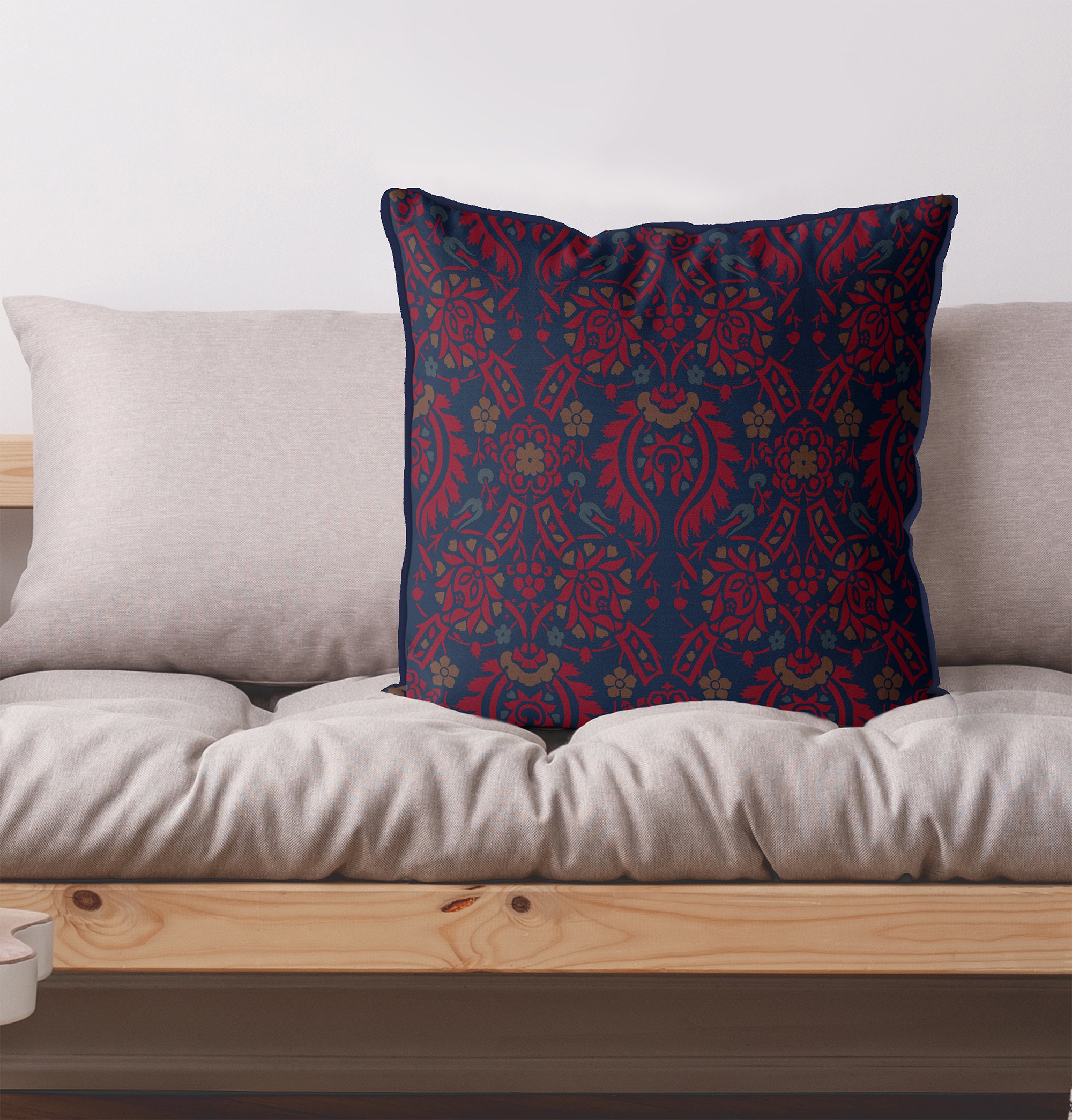 Red and Beige Designer pillow cover red throw pillow modern Etsy