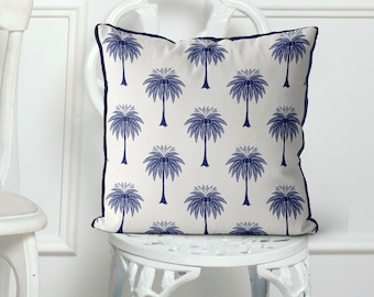 Botanical Blue Pillow – Pineapples Palms Too