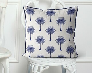 Federa Per Cuscino Chinoiserie 45x45 Cm, In Lino, Motivo Floreale Blu E Bianco Con Uccelli, Cerniera Nascosta, Stampa Fronte/retro