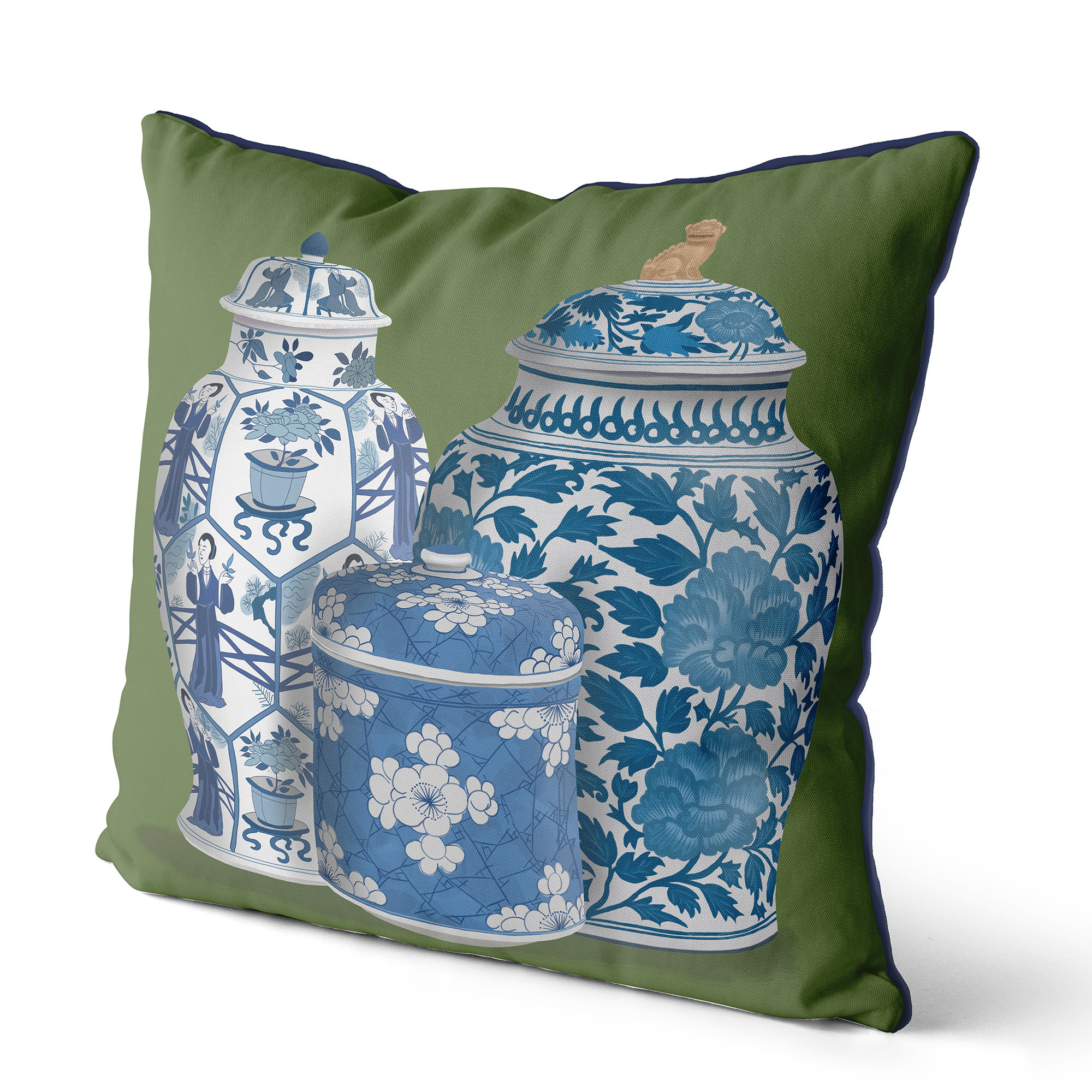 Chinoiserie Pillow Cover Ginger Jar Decorative Pillow Blue and Etsy