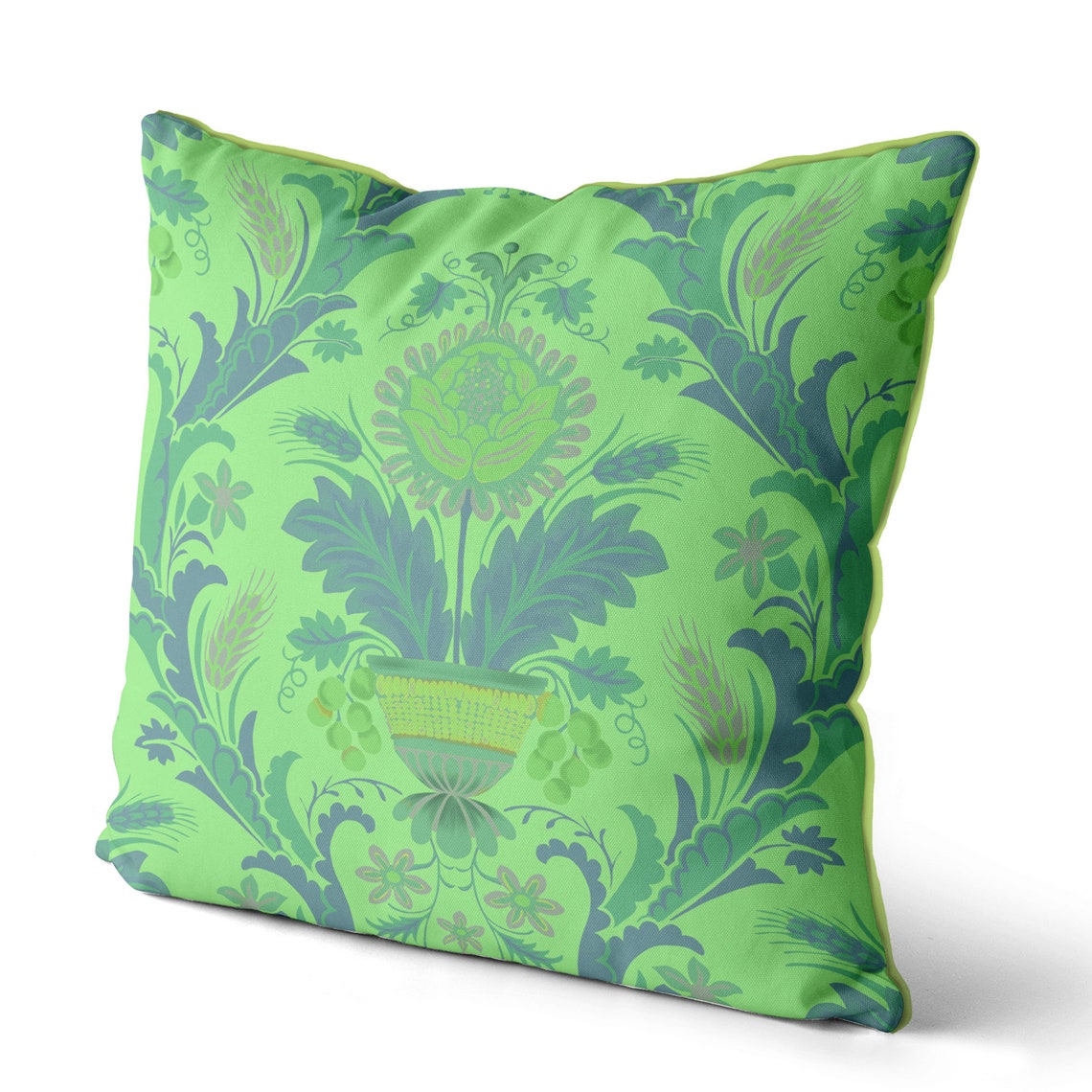 Green Damask Pillow Cover Modern Damask Pattern Sofa Cushion Etsy