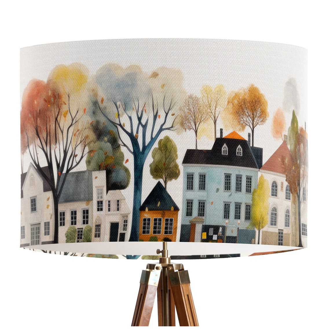NEW YORK Style Street Design Drum Lampshade, Printed Fabric Lampshade ...