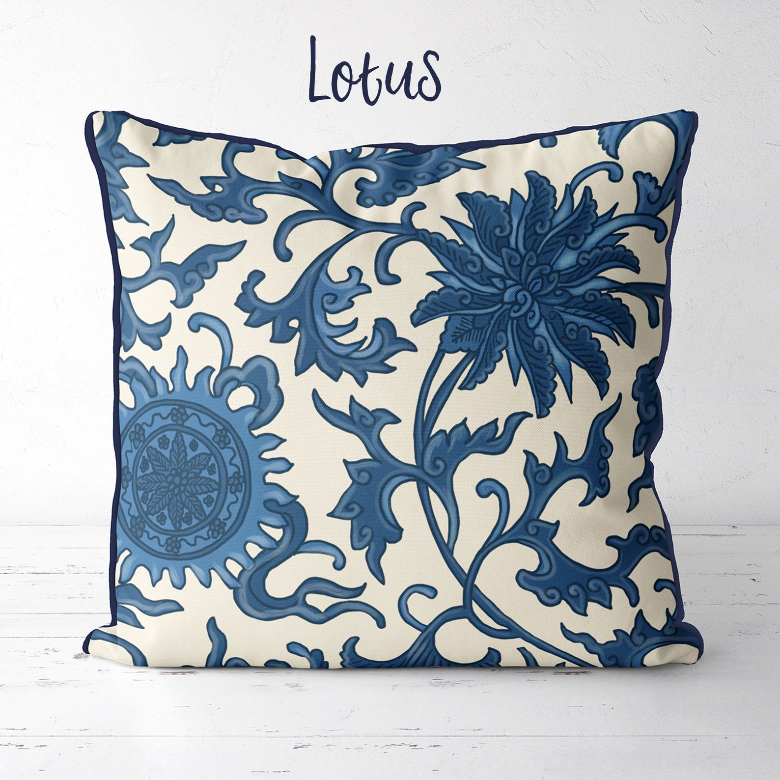 Chinoiserie Pillows Blue and White Cushion Covers Oriental Etsy UK