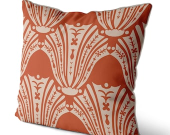 Orange cushion cover, Rust damask pillow cover, Orange modern pillow, Orange Euro sham, Orange throw pillow, toss pillow, lumbar pillow