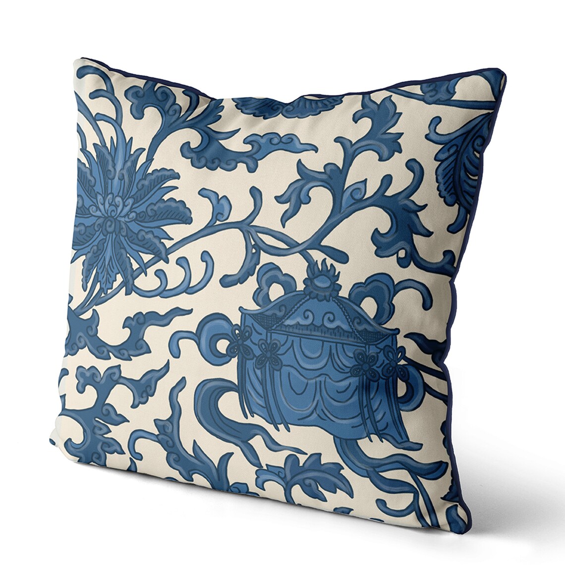 Blue and White Cushion Cover Chinoiserie Pillows Modern Etsy