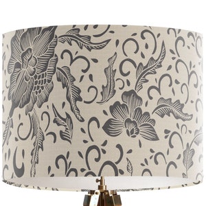 Chinoiserie lampshade, Slate Grey, asian decor, chinese decor, taupe, charcoal gray, table lamp shade, living room lampshade, oriental decor