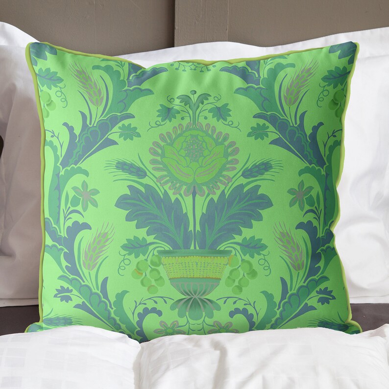 Green damask pillow cover modern damask pattern sofa cushion Etsy