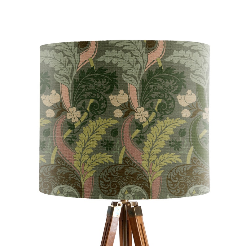 Woodland Lamp Shade Green Forest Lampshade Botanical Ferns Etsy