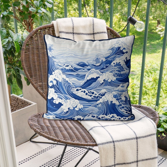 Hamptons Style Pillow Covers Blue and White Chinoiserie Cushion Cover Chinese Coastal Toss Pillows Oriental Style Beach House RISING SEA Etsy Canada