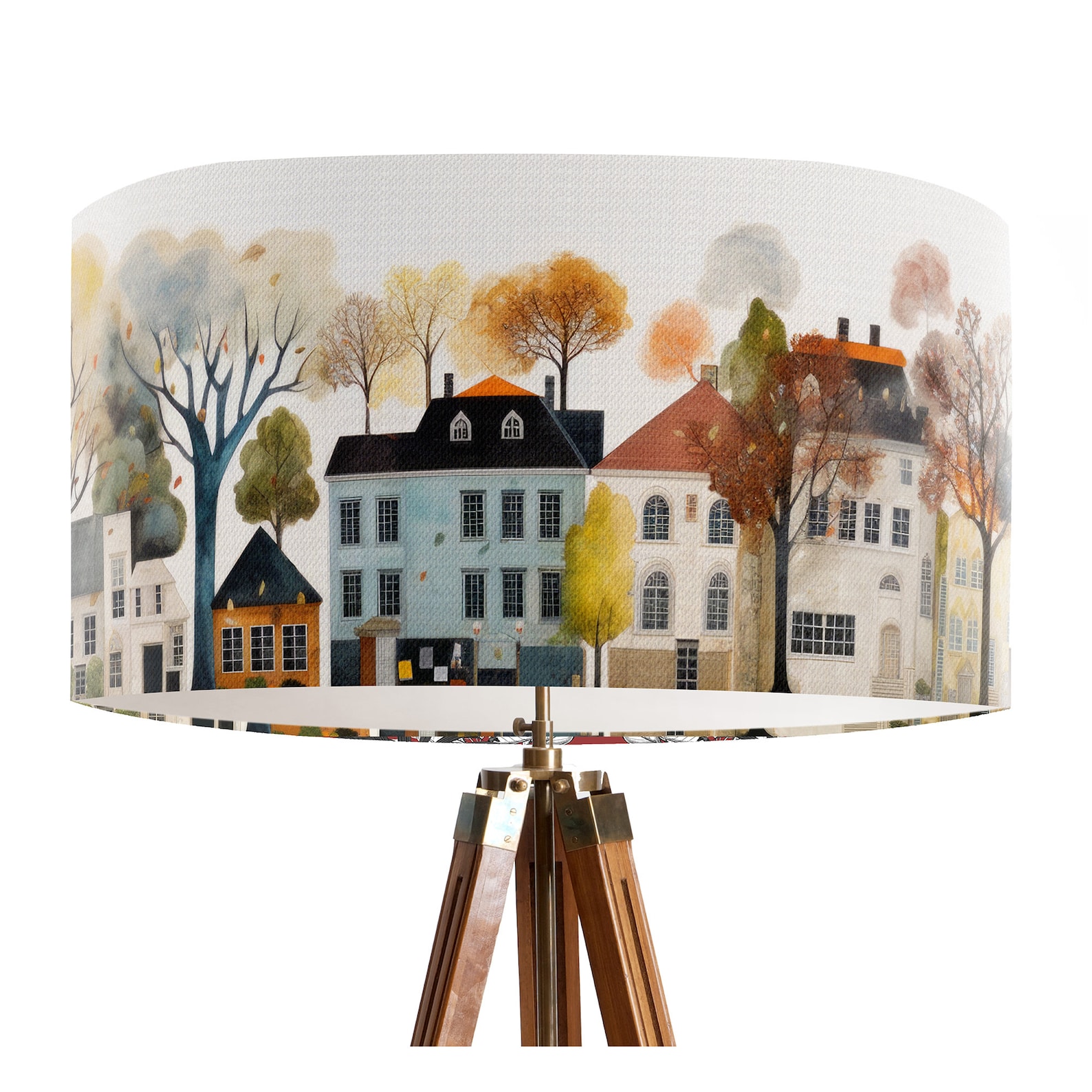 NEW YORK Style Street Design Drum Lampshade, Printed Fabric Lampshade ...