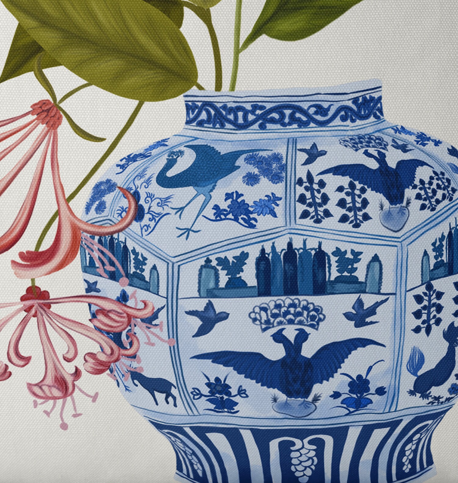 Chinoiserie Vase Pillow Cover, Pink Floral Oriental Decor - Etsy