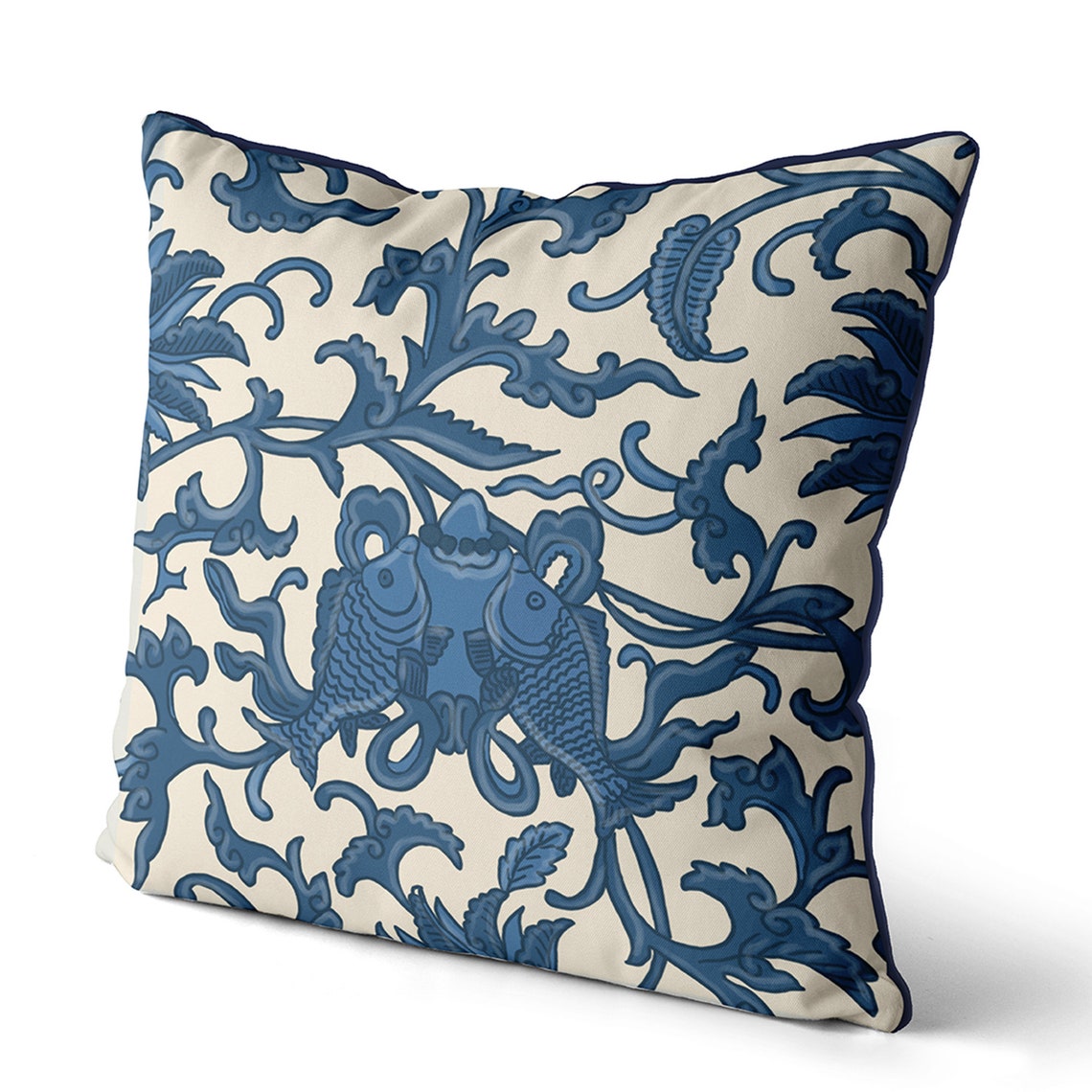 Chinoiserie Pillows Blue and White Cushion Covers Oriental Etsy UK