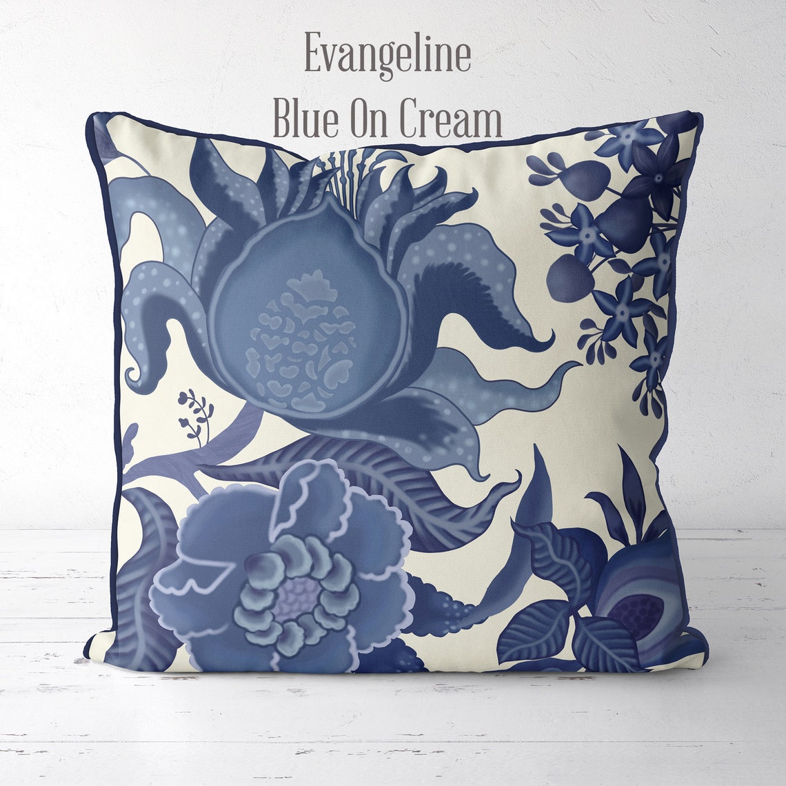 Blue and White pillow covers Floral cushions jacobean pillow Etsy
