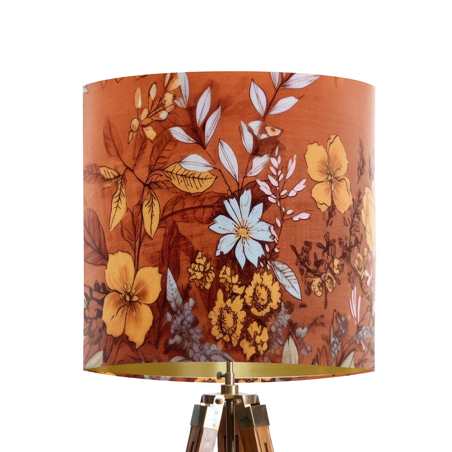 Rust Floral Lamp Shade, Autumn Toned Burnt Orange Terracotta Earth ...