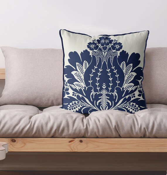 Scandi Style Nordic Style Royal Blue Throw Pillow Blue and Cream Accent Pillow Cover Throw Pillow Scandanavian Designer Cushions CLARA Etsy Canada