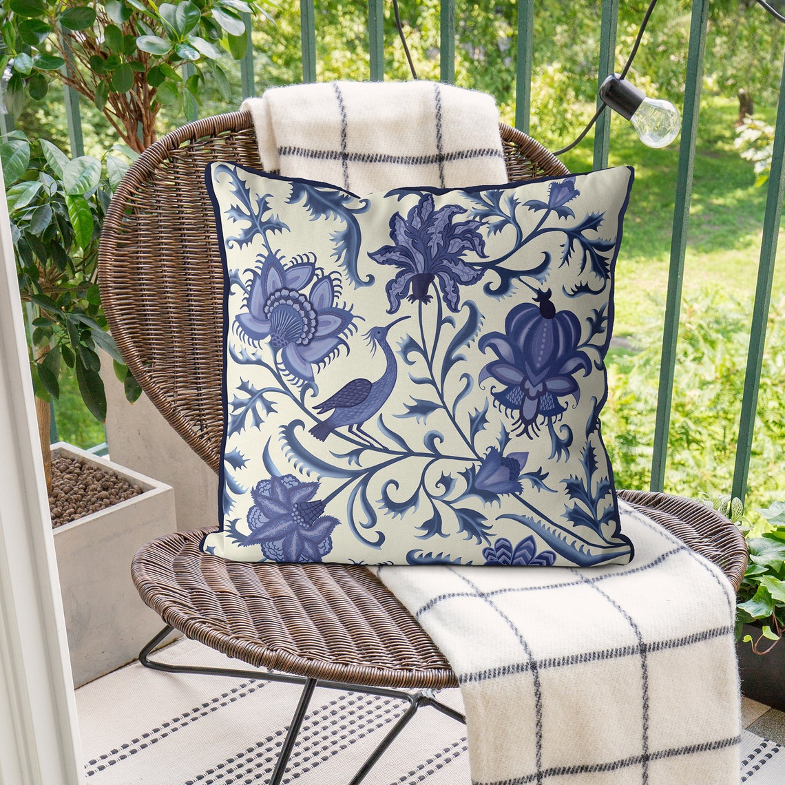 Blue and White Sofa Pillow Designer Pillow Cover Decorative Etsy