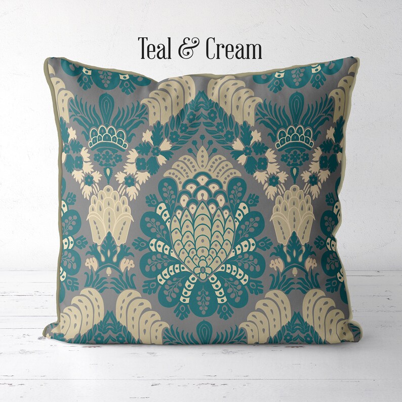 Green Pink and Teal Pillow Cover Decorative Pillow Cover Etsy