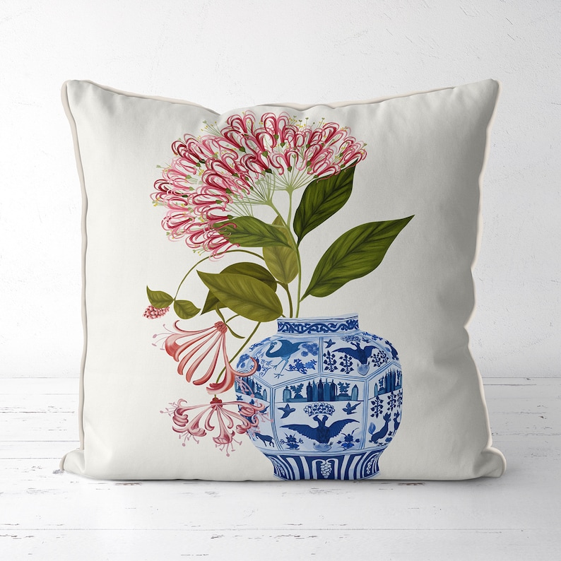 FifiBadgerDesigns Chinoiserie Vase Pillow Cover - Thumbnail 5
